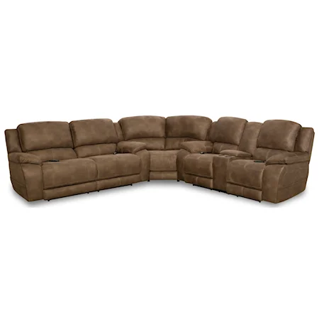 Casual L-Shaped Power Reclining Sectional